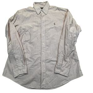 Ralph Lauren Mens XL Custom Fit Blue Stripe Button Down Ivy‎ Preppy